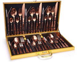 Bestekset 42 Delen - Servies Set - Dineren Thuis - Voedselveilig Roestvrij Staal - 6 Personen - Roségoud