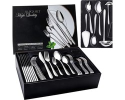 Bestekset - 48-delige Roestvrijstalen Bestekset voor 8 Personen - Luxe Serveerset in Gepolijst Roestvrij Staa