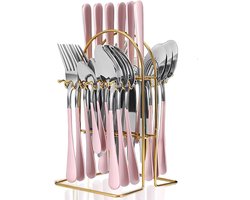 Bestekset 6 Persoons - Serviesset - 24-Delig - Roze