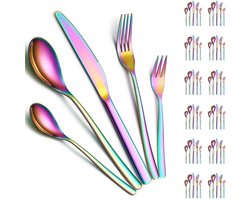 Bestekset 60 delig - Serviesgoed set - Eetervaring verhogen - Titanium plating - 12 personen - Regenboog