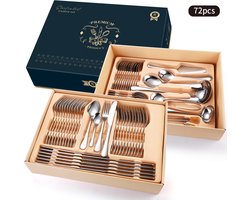 Bestekset (72-delig) - Lepels, Messen, Vorken & Steakmessen - Vaatwasserbestendig - Zilver / RVS bestekset 12 persoons