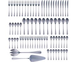 Bestekset 75-delig - Servies Compleet - Tafel Dekken - Roestvrij Staal - Voor 12 Personen - Zilver