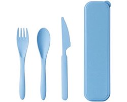 Bestekset Camping - Licht Blauw - 3 delig - Outdoor - Reisbestek - Meeneemset - Bestek kamperen - servies camping - Reis lepel/vork/mes