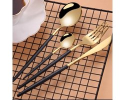 Bestekset Goud/Zwart 24-Delig voor 6 Personen