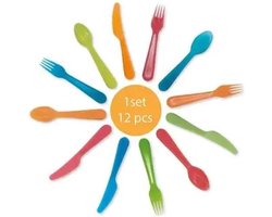 bestekset - kinder bestek - plastic bestek - ontbijt - maaltijd - 12 stuks