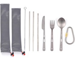 Bestekset Lichtgewicht - Kampeerbestek Titanium - Buitenactiviteiten Eten - Roestbestendig Duurzaam - 5 Delig - Niet Van Toepassing