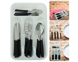 Bestekset met Bestekbak - Besteklade - 6 Messen, 6 Vorken, 6 Lepels, 6 Theelepels & 1 Bestekbak - Perfect voor Camping - Kampeer Bestek