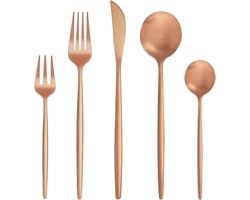 Bestekset voor 6 personen, 30-delig roestvrij staal bestek, mat roségoud, eetbestekset met mes, vork, lepel, hoogwaardig roestvrij stalen bestek, vaatwasmachinebestendig