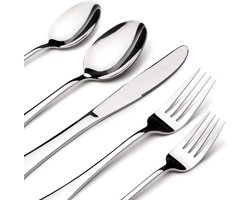 Bestekset voor 8 personen, 40-delig, robuust roestvrijstalen bestek inclusief steakbestek, vork en lepel, vaatwasmachinebestendig, cadeauset voor een housewarming of bruiloft