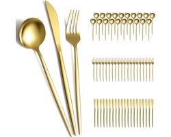 Besteksets - 60-Delig Bestekken for 20 Persoons - Titanium Verguld - Roestvrij Staal Bestek Set - Perfect Geschikt voor Dagelijks Gebruik - Bruiloften - Bijeenkomsten - Restaurants - Hotels - Vaatwasmachinebestendig Bestekken - Goud
