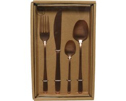 Besteksets/bestek set 16-delig rose goud voor 4 personen - Tafelbestek voor ontbijt lunch en diner