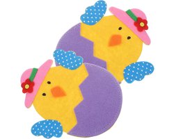 Bestekzakjes Kuiken - Serviesset Houder - Paasdecoratie Tafel - Schattig Ontwerp - 16 x 10 cm - Multi
