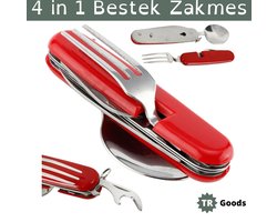 Bestekzakmes - 4 in 1 - sleutelhanger - bestekfuncties - Vork / Lepel / Mes / Flesopener in 1