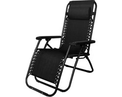 Bestgarden Camping Lounge Stoel - Tuinmeubelen - 172x66x108 cm Zwart