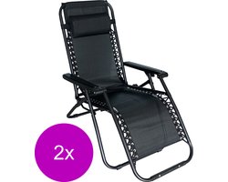 BestGarden Lounge Stoel - Tuinstoel - 2 stuks - 172x66x108 cm - Zwart