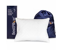 BestPillow™ Aanpasbaar Hoofdkussen - 70x50cm - Traagschuim (Memory Foam) & Latex - Verkoelend & Ergonomisch - Voorkomt Nekklachten - Geschikt voor rug-, buik & zijslaper - Premium Kwaliteit - Hardheid Afstelbaar