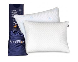 BestPillow Hoofdkussen - 50x70 cm - Tegen nekklachten & nekpijn - Ergonomisch & verkoelend - Geschikt voor zijslaper, buikslaper & rugslaper - Aanpasbaar: zacht of hard kussen - Traagschuim (memory foam) & latex - Premium kwaliteit slaapkussen