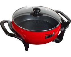 Bestron elektrische Hapjespan Ø26cm, multifunctionele Partypan met glazen deksel, met antiaanbaklaa