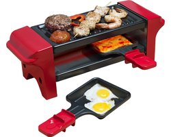 Bestron Gourmetset - AGR102 - 350W - Bakplaat 2 personen - Incl. 2 pannen, spatels - Rood - 5 jaar garantie