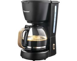 Bestron Koffiezetapparaat filterkoffie 1000W - ACM900BW - 1,5L, 10 koppen - Glazen kan - Zwart/hout