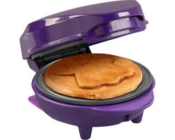 Bestron Mini-wafelijzer - Wafelijzer - Met speciale plaat "Geest" - Ø 10 cm - Antiaanbaklaag - Paars