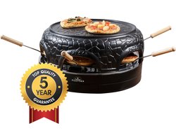 Bestron Pizza gourmetset - APD400Z - Pizza oven voor 4 personen - Ook te gebruiken als tafelgrill - 800W - Zwart - 5 jaar garantie