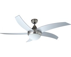 Bestron Plafondventilator met afstandsbediening & verlichting, 3 snelheden & extra grote spanwijdte van Ø132cm, incl. Zomer-/winterfunctie, 60 W, DCF52LSR, kleur: zilver
