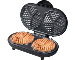 Bestron Wafelijzer - ADWM1000BL - 1000W - 10 hartvormige wafels - Anti aanbaklaag - Zwart