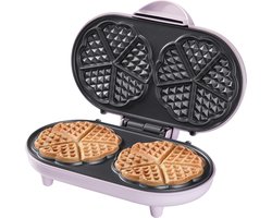 Bestron Wafelijzer - ADWM1000P - 1000W - 10 hartvormige wafels - Anti aanbaklaag - Roze