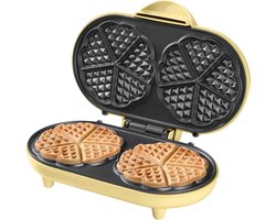 Bestron Wafelijzer - ADWM1000V - 1000W - 10 hartvormige wafels - Anti aanbaklaag - Geel