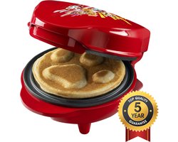 Bestron Wafelijzer - APP500R - 550W - Paw Patrol mini wafel - Hondenpoot vorm - Marshall - Rood - 5 jaar garantie
