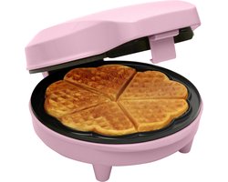 Bestron Wafelijzer - ASW217 - 700W - 5 hartvormige wafels - Anti aanbaklaag - Roze - 5 jaar garantie