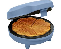 Bestron Wafelijzer - ASW217B - 700W - 5 hartvormige wafels - Anti aanbaklaag - Blauw - 5 jaar garantie