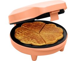 Bestron Wafelijzer - ASW217PE - 700W - 5 hartvormige wafels - Anti aanbaklaag - Oranje