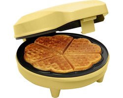 Bestron Wafelijzer - ASW217V - 700W - 5 hartvormige wafels - Anti aanbaklaag - Geel - 5 jaar garantie
