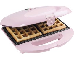 Bestron Wafelijzer - ASW401P - 700W - 2 wafels - Anti aanbaklaag - Roze - 5 jaar garantie