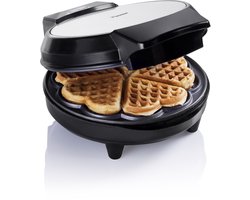 Bestron Wafelijzer - AWM700S - 700W - 5 hartvormige wafels - Anti aanbaklaag - Zilver/Zwart - 5 jaar garantie