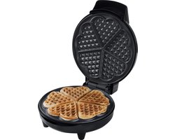 Bestron Wafelijzer - AWM700S - 700W - 5 hartvormige wafels - Anti aanbaklaag - Zilver/Zwart