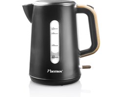 Bestron Waterkoker AWK2200BW - 2200W - 1,7L - Automatisch uitschakelen - Zwart/Hout - 5 jaar garantie