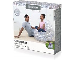 Bestway 75105 - Glitter Dream Air Chair - Opblaasbare Kinderpoef - Zilver - PVC
