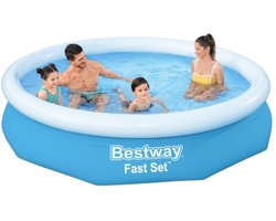 Bestway Fast Set Opblaasbaar zwembad - 305x66 cm - Rond - Zwembad Buiten - Opblaasbaar Zwembad - Zwembad Familie - Zwembad Buiten Tuin - Zwembad 3200 L