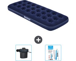 Bestway luchtbed - 1-Persoons - 76 x 185 x 22 cm - Blauw - Inclusief Pomp en Reparatieset