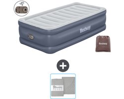 Bestway luchtbed - 1-Persoons - 97 x 191 x 51 cm - Grijs - Inclusief pomp en Hoeslaken
