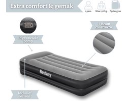 Bestway luchtbed - 1-Persoons - 97x191x46 cm (BxLxH) - Grijs - Met ingebouwde elektrische pomp - Inclusief opbergtas