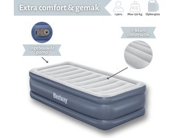 Bestway luchtbed - 1-Persoons - 97x191x51 cm (BxLxH) - Grijs - Met ingebouwde elektrische pomp - Inclusief opbergtas
