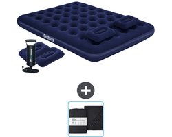 Bestway luchtbed - 2-Persoons - 152 x 203 x 22 cm - Blauw - Inclusief handpomp - kussens en Hoeslaken