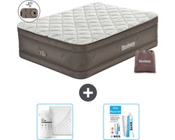 Bestway luchtbed - 2-Persoons - 152 x 203 x 51 cm - Bruin - Inclusief pomp - Hoeslaken en Reparatieset