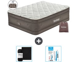 Bestway luchtbed - 2-Persoons - 152 x 203 x 51 cm - Bruin - Inclusief pomp - Hoeslaken en Reparatieset