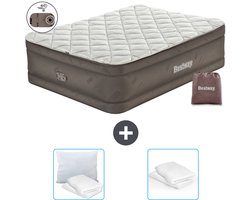 Bestway luchtbed - 2-Persoons - 152 x 203 x 51 cm - Bruin - Inclusief pomp - Kussen en Kussenbeschermer
