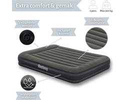 Bestway luchtbed - 2-Persoons - 152x203x36 cm (BxLxH) - Groen - Met ingebouwd kussen